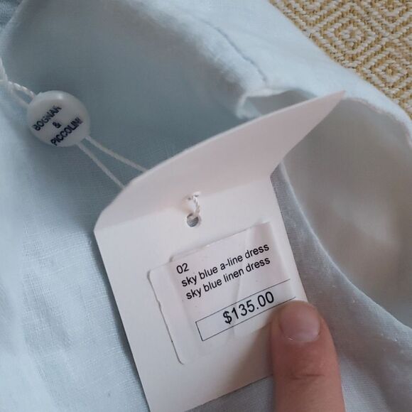 Blue Linen ruffle dress - Picture 2 of 3